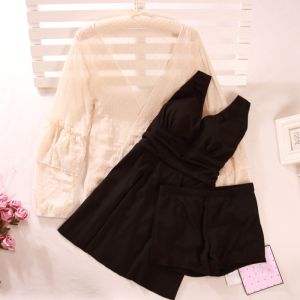 Hot Spring Swimsuit Womens plus Size 2019 New Trendy Conceals Belly Flattering Skirt Style Swimming Costume with Chest Pad