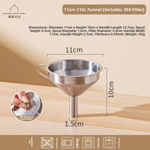 MODERN SWEETHOME | Filtering Spout Funnel Food Grade 316L Stainless Steel