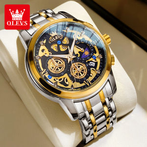 OLEVS Jam Tangan Pria Anti Air Original 100% Keren Led Terbaru Stainless Steel Causal Luxury Quartz Kronograf