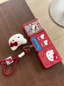 Cute Girl Cartoon Red KT Cat Pendant Foldable Screen Phone Case for Xiaomi Mix Flip Nova Samsung Zflip5/6 Huawei Pocket2 Honor MagicVflip FindN3