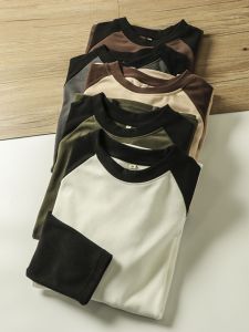 Every Color Loves American Heavy Weight Raglan Sleeve Autumn and Winter Mens Contrast Color Long Sleeves Bottoming Shirt T-shirt Couple Wearable