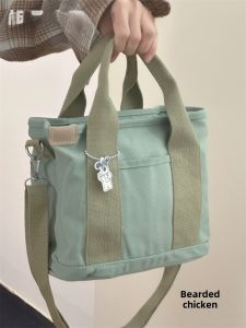 Japanese Style Vintage Canvas Bag Multi-Compartment Handbag Womens K-style Minimalist Easiest for Match Crossbody Bag Teenage Leisure Shoulder Bag