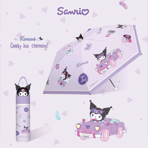 Sanrio Character Umbrella Meowth Five-Fold Sunshade Manual High Aesthetic Summer Sun Protection Cute Foldable Rain Umbrella