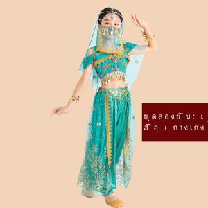 อินเดียเต้นรําเครื่องแต่งกายเด็กชุดเจ้าหญิงจัสมิน กระโปรง Folk Dance Performance เสื้อผ้าสําหรับเด็กวัยหัดเดิน