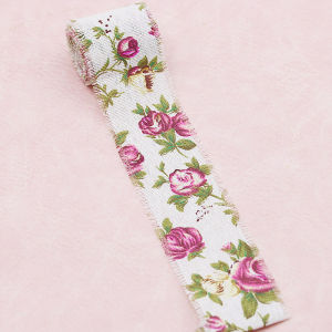 (2 Meters/pack) 5cm Rose Printed Woven Ribbon Home Sewing Lace Patch Material Gift Tie Clothing Wedding and Holiday Decoration