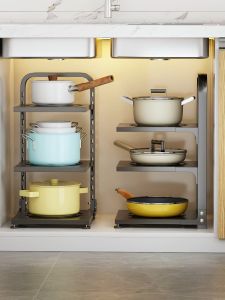 ชั้นวางหม้อ 2/3/4ชั้น: ชั้นวางหม้อที่มีขนาด 2/3/4ชั้น สามารถวางกระทะได้ ที่วางฝาหม้อ ที่วางกระท ที่วางหม้อ ชั้นวางหม้อในครัว