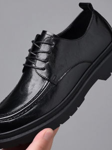 Height Increasing Leather Derby Shoes for Men Breathable Versatile Thick Sole