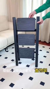 4 Step Ladder Foldable Step Stool with Anti-Slip Pedal Portable Iron Stepladder for Home and Kitchen