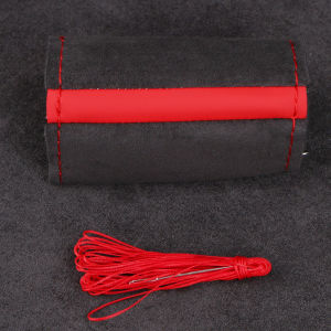 Universal Suede Car Steering Wheel Cover Hand Sewing Soft Leather Braiding Cover for Auto Steering Wheel Non-Slip Ventilation
