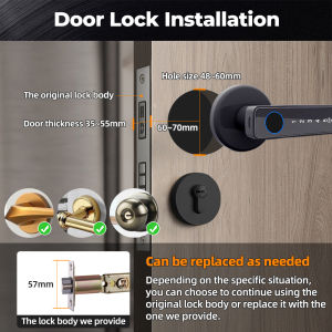 Smatrul tuya Khóa vân tay Bluetooth thông minh-5 tùy chọn mở khóa thẻ IC mã ảo cài đặt tự làm không dây năng lượng khẩn cấp cho cửa gỗ và thép sử dụng tại nhà/văn phòng/cho thuê