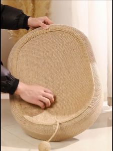 Oval Sisal Cat Scratching Board Wear-Resistant Cat Scratcher Kitten Cat Nest Pet Bed Besar Pencakar Kucing