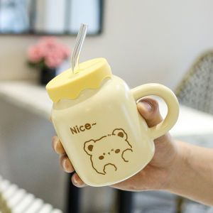 Creative Cartoon Water Cup Birthday Gift for Women Girlfriend Couple Ceramic Mugs with Lid Unique Practical Present