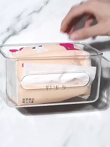 Tissue Box Wall mounted Large Capacity Transparent Mask Storage Box Japanese Style Free Adhesive Pad No Nail Hacking