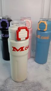 Botol Termos MORE Portable 600ML Tahan Panas Dingin 2Cara Minum Teguk & Sedot Stainless Steel Sus 316