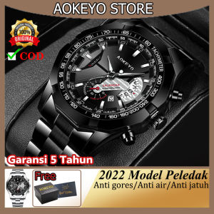 AOKEYO S001Jam Tangan Pria Anti Air Jam Tangan Pria Dewasa 2023 Jam Tangan Cowok Luxury Stainless Steel COD(Free BOX+Kartu Garansi)