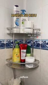 CEPAT Rak Sudut Tempel Dinding Kamar Mandi Aluminium Aesthetic Serbaguna / Tempat sabun Mandi Batang / Cair Terbaru Triangular Bathroom Corner Shelf RGR Viral