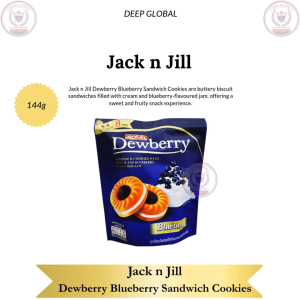 Jack n Jill Dewberry Blueberry Sandwich Cookies 144g - Buttery Biscuit Sandwiches with Cream & Blueberry Jam Sweet & Fruity Snack