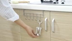 Stainless Steel Cabinet Rack 5 Hooks Organizer Hook Heavy Duty Over The Door Hook Door Hanger Wall Hook Towel Hanger