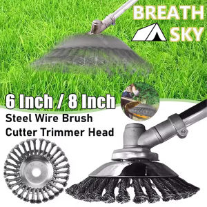 6/8in Steel Wire Wheel Grass Trimmer Head Garden Lawn Weed Mower Grass Eater Trimmer Brush Cutter Tool