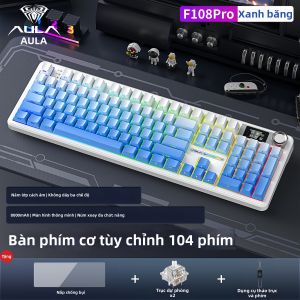 AULA | Bộ bàn phím và chuột cơ không dây ba mô-đun Wolf Spider F108Pro tùy chỉn
