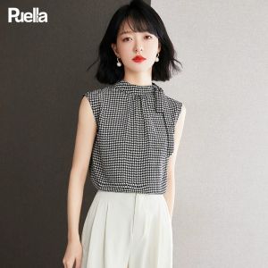 puella | Vintage Gingham Bow-Tie Sleeveless Shirt