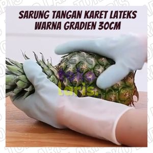 Sarung Tangan Karet Pvc Cuci Piring Baju Korea Panjang Tebal Cantik Silikon Silicon Lateks Latex Karet Import Impor Murah Lucu Anti Sobek Koyak Kaca [30 Cm]