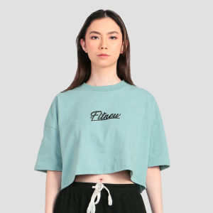 t shirt oversize crop top wanita combed24s green baju wanita distro
