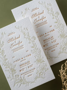 Elegant European Debossed Wedding Invitations  Style Outdoor Forest System Wedding Cards Small Clearness Please Notes