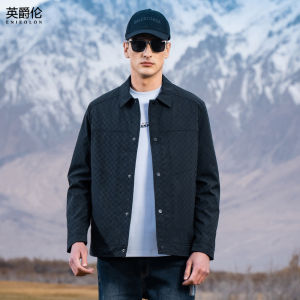 Enjeolon Autumn Winter Plaid Collar Jacket Mens Fashionable Casual Shirt Patterned Outerwear Standard Fit Long Sleeve