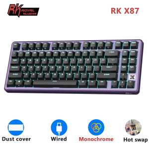 RK Royal Kludge X87 Gasket Wired Mechanical Keyboard 86-key ABS Keycaps Customize Backlit Hot-swappable Gamer Keyboard 80%Layout