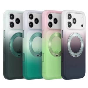 szhaiyu | For iPhone 18 Pro Max 17 Pro Max Shockproof Gradient Color Phonce Case For Magsafe With 360° Ring Bracket Anti-Drop Back Cover