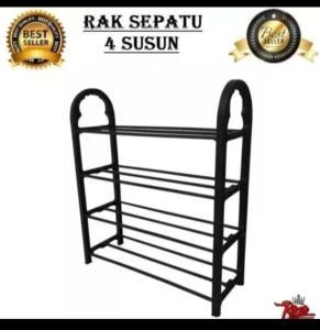 RAK SEPATU/SANDAL PLASTIK HITAM 4 SUSUN