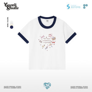 เสื้อยืดแขนสั้นทรงสลิมฟิตสำหรับผู้หญิง Guozii ดีไซน์ทันสมัย เสื้อผ้าทำงานฤดูร้อน ผ้าฝ้ายผสมคอตตอนและโพลีเอสเตอร์