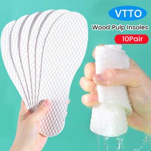 VTTO 10Pairs Disposable Insoles Nature Wood Pulp Insoles Breathable Sweat White Color Soft Comfortable Shoe Pad for Men Women