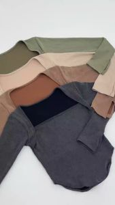 Lotus Clothing Eilish Top - Atasan lengan panjang wanita - Cotton Rib Top - Longsleeve Square Neck