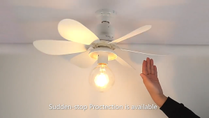 Detachable Ceiling Fan Light with Remote Control for Living Room DIY Light Bulb 40W Mini Ceiling Fan Modern Design 3 Color Silent 3 Speed Wind 6 Blades Timer E27 Lamp Holder Sudden-stop Protection