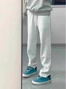 Quần Nỉ Nam Ống Đứng Dày Lót Lông Cừu Phong Cách Mỹ Quần Thể Thao Mùa Thu Đông Quần Dài Thường Ngày Rộng Rãi