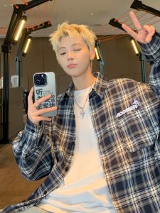 American Retro Plaid Cotton Long Sleeve Loose Casual Shirt for Men Large Size Inner Wear Outerwear for Couples Students