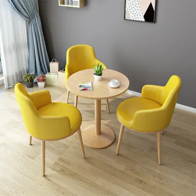 Simple round Table And Chair Set for Office Leisure And Guest Visits Perfect for Small Tea Shop Layouts And Coffee Halls