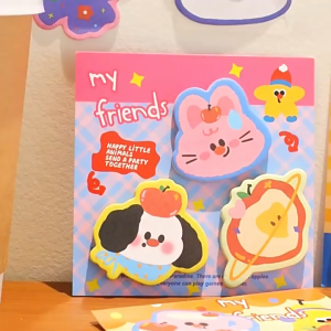 1PC Cute Pet Group Sticky Notes Cartoon Animal Memo Pads 60Sheets Stationery