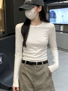 Áo Thun Dài Tay Phong Cách Mỹ Cho Nữ Mùa Xuân 2024 Mới Ôm Vừa Vặn Thon Gọn Áo Lót Thời Trang Đa Năng Chất Liệu Cotton Pha Trộn