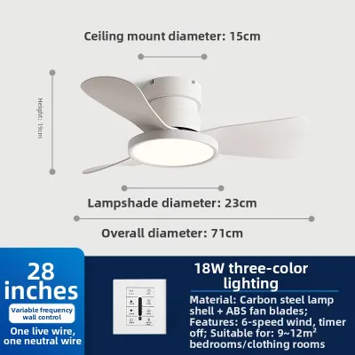 PUYU | Quiet Moisture-Proof Small Size Ceiling Fan Light
