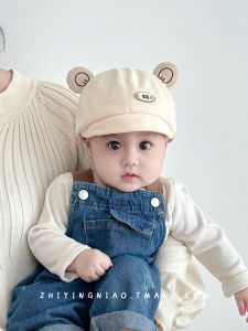 Adorable Baby Beret Hat Newborn Infant Sunshade Breathable Warm Windproof Short Brim Cap Adjustable round Top Cotton Blend Cap