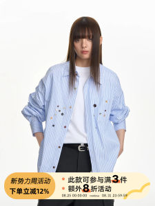 TGNS Crissrex Store Long Sleeve Button Decorated Loose Casual Shirt Youth Trendy Cotton Striped Design Sense Casual Shirt