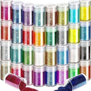 Sparkly Fine Glitter for Crafting32 Colors of Nail Glitter Face Glitter Powder for Arts Crafts Rainbow Body Glitter & Tattoo G