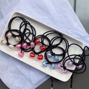 ยางรัดผมหัวใจสีแดงพื้นฐานที่ใช้งานได้หลากหลายและหนา ยางยืดหัวเข็มขัดสำหรับตกแต่งผมแบบใสสีชมพู