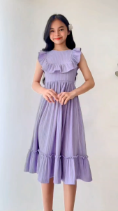 Milan Terno Skirt-Strappy Garter Top & Ruffle Layered Skirt for Kids Ages 7-12 Stretchable Bark Crepe Fabric Unique Stylish Design Comfortable to Wear