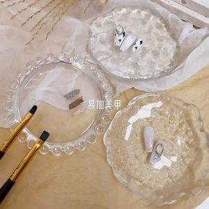 khay thủy tinh đựng trang sức dùng làm đạo cụ chụp ảnh trong suốt tán màu