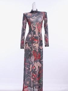 Áo Thun Nữ X-Long Full Tay Cổ Cao In Họa Tiết Nhiều Màu Co Giãn Slim Fit Dạo Phố Sang Trọng Hoang Dã Hottie Polyester Elastane