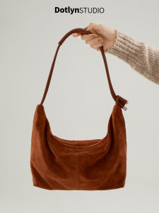 Dotlyn Retro Large Capacity Fashionable Hobo Bag Luxury Suede Shoulder Bag Women Casual Zipper Closure Soft PU Leather